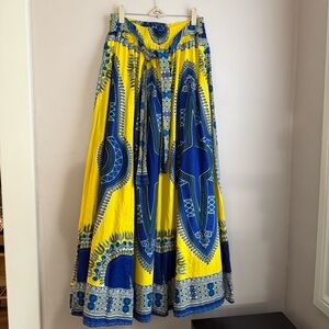 Bold African Dashiki Print Maxi Wrap Skirt – 100% Structured Cotton – One Size